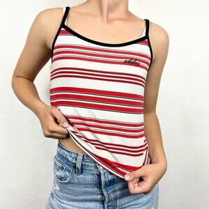 adidas Red and White Striped Tank Top
